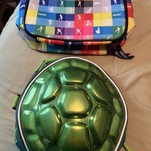 Fortnite Amplify Rainbow Checkered & Turtle Shell Insulated Lunchbags